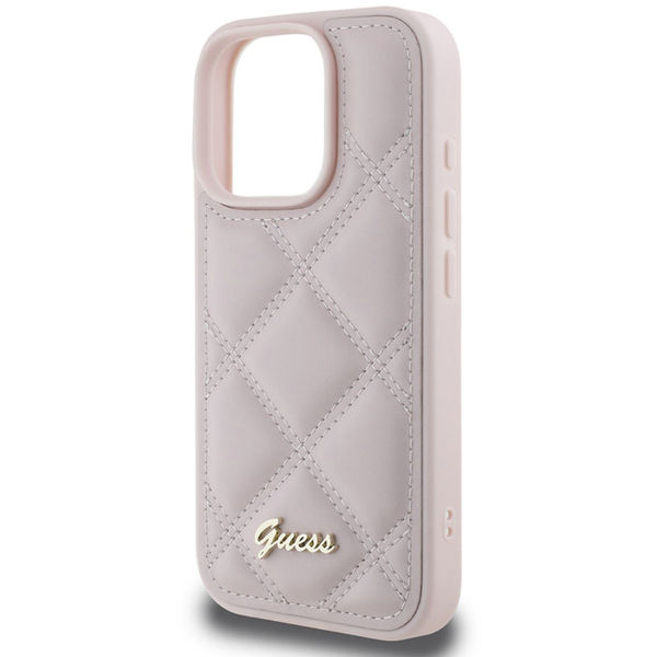 Guess - Quilted Metal Logo (GUHCP16XPSQSQSP) - iPhone 16 Pro Max - Pink