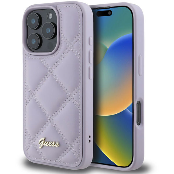 Guess - Quilted Metal Logo (GUHCP16XPSQSQSU) - iPhone 16 Pro Max - Light Purple
