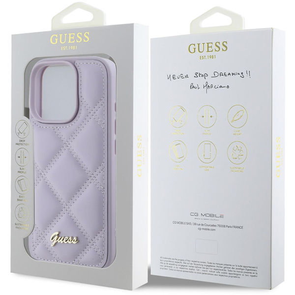 Guess - Quilted Metal Logo (GUHCP16XPSQSQSU) - iPhone 16 Pro Max - Light Purple