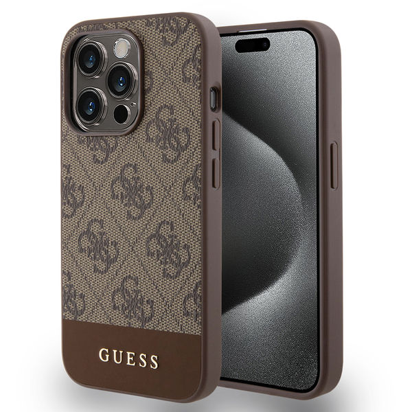 Guess - Hardcase 4G Stripe Collection (GUHCP15XG4GLBR) - iPhone 15 Pro Max - Brown