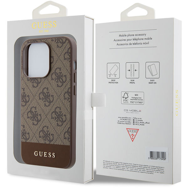 Guess - Hardcase 4G Stripe Collection (GUHCP15XG4GLBR) - iPhone 15 Pro Max - Brown