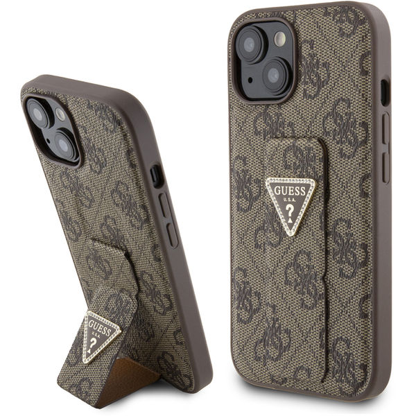 Guess - Grip Stand 4G Triangle Strass (GUHCP15SPGS4TDW) - iPhone 15 - Brown