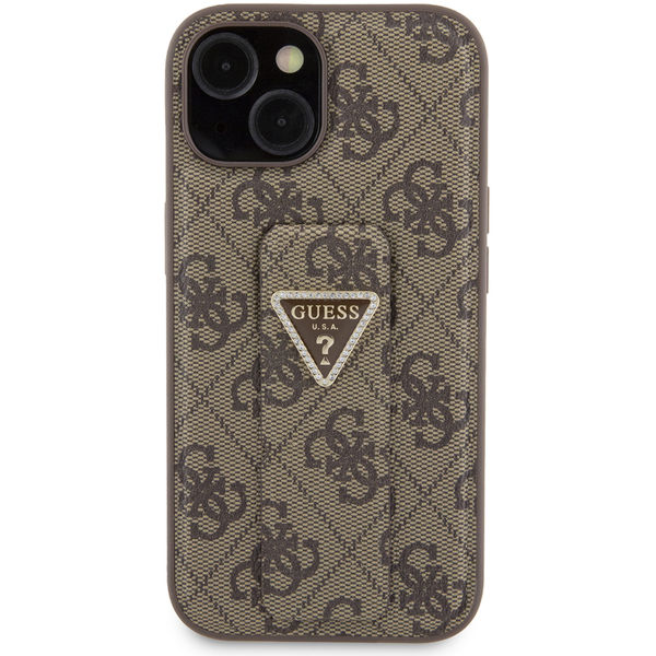 Guess - Grip Stand 4G Triangle Strass (GUHCP15SPGS4TDW) - iPhone 15 - Brown