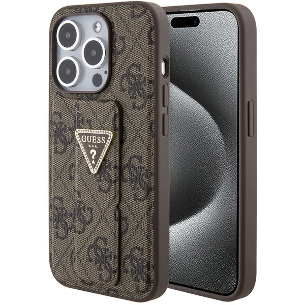 Guess - Grip Stand 4G Triangle Strass (GUHCP15LPGS4TDW) - iPhone 15 Pro - Brown