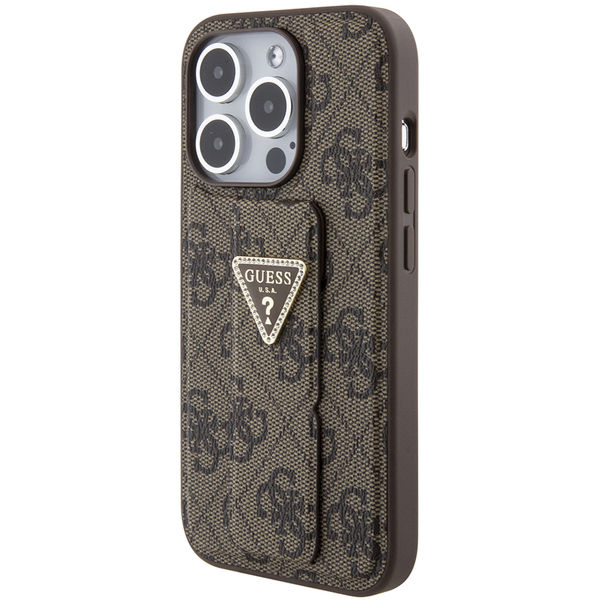Guess - Grip Stand 4G Triangle Strass (GUHCP15LPGS4TDW) - iPhone 15 Pro - Brown