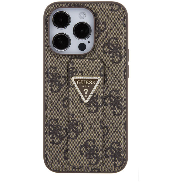 Guess - Grip Stand 4G Triangle Strass (GUHCP15LPGS4TDW) - iPhone 15 Pro - Brown
