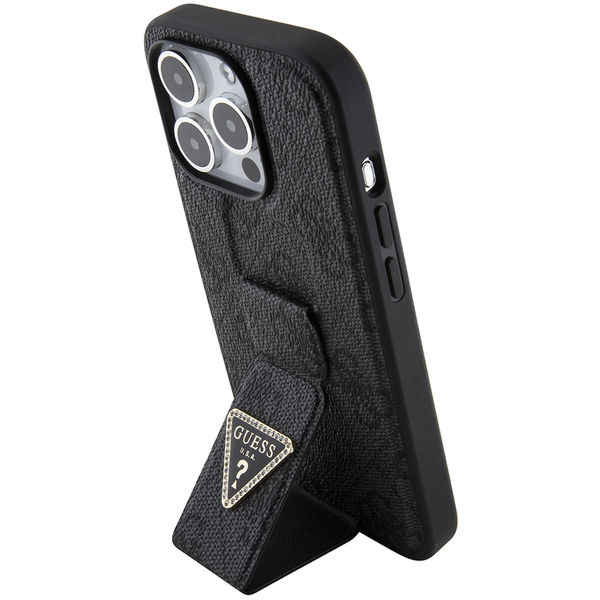 Guess - Grip Stand 4G Triangle Strass (GUHCP15XPGS4TDK) - iPhone 15 Pro Max - Black