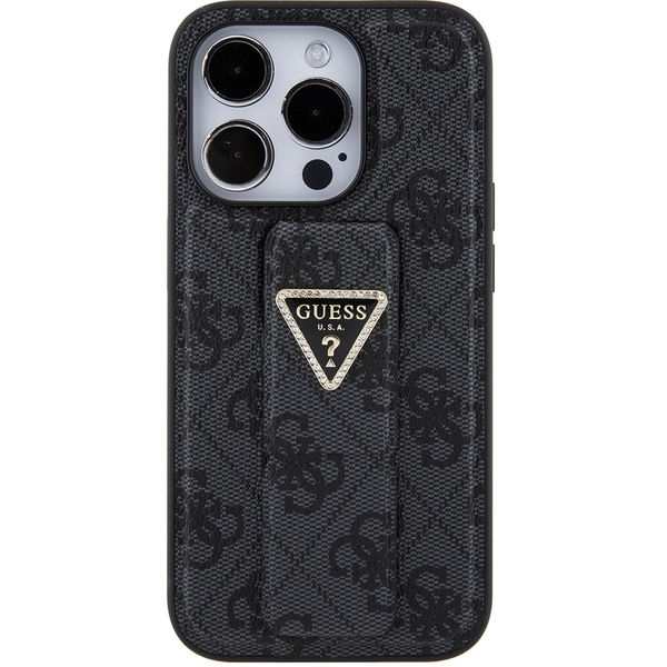 Guess - Grip Stand 4G Triangle Strass (GUHCP15XPGS4TDK) - iPhone 15 Pro Max - Black