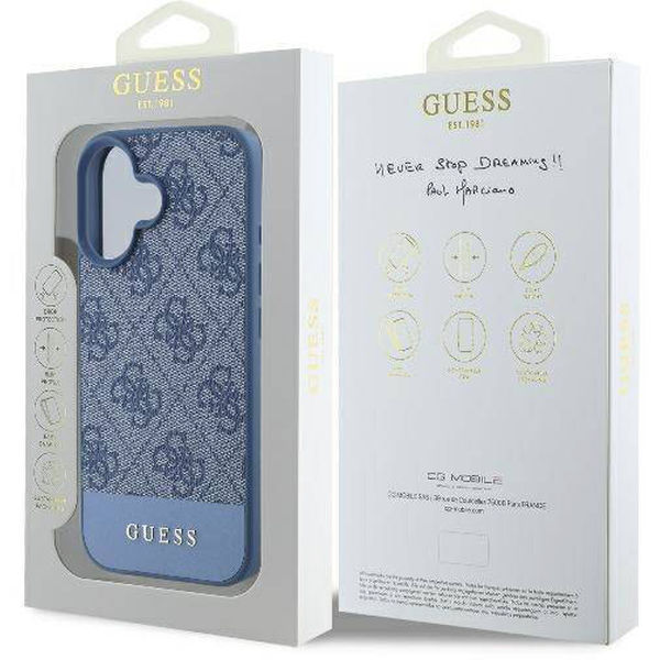 Guess - Hardcase 4G Bottom Stripe (GUHCP16SG4GLBL) - iPhone 16 - Blue