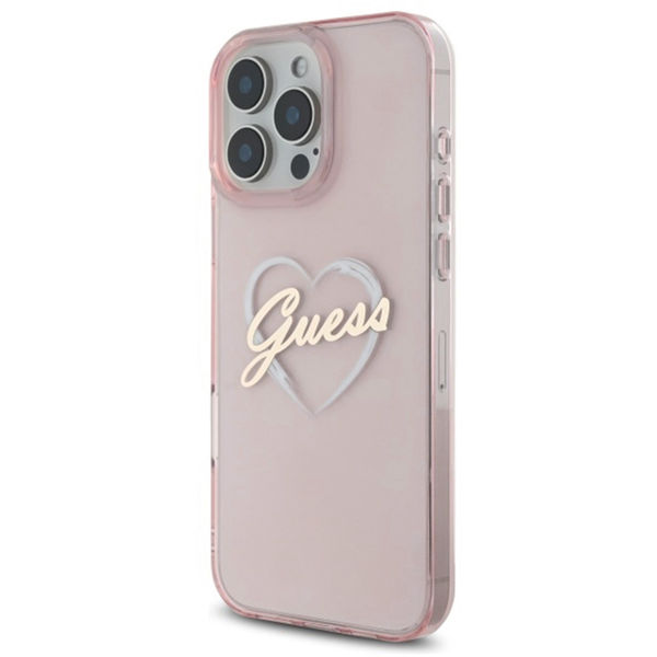 Guess - Hardcase IML Heart (GUHCP16LHCHGSPP) - iPhone 16 Pro - Pink