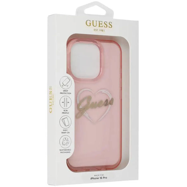 Guess - Hardcase IML Heart (GUHCP16LHCHGSPP) - iPhone 16 Pro - Pink