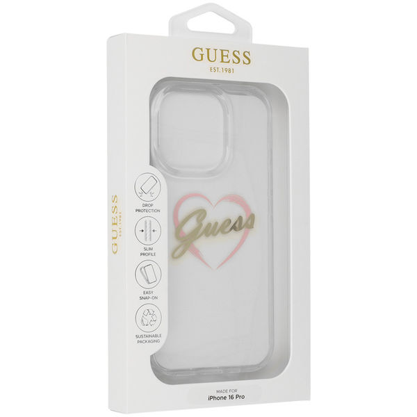 Guess - Hardcase IML Heart (GUHCP16LHCHGSPT) - iPhone 16 Pro - Clear