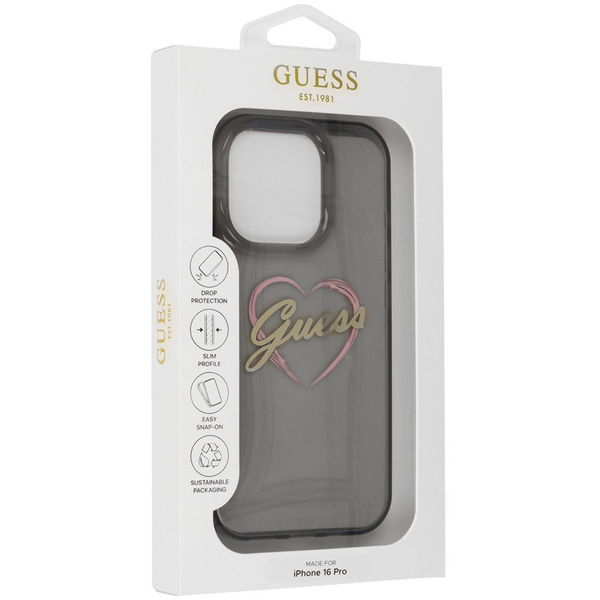 Guess - Hardcase IML Heart (GUHCP16XHCHGSPK) - iPhone 16 Pro Max - Black