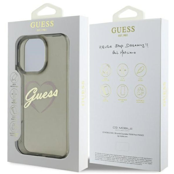 Guess - Hardcase IML Heart (GUHCP16XHCHGSPK) - iPhone 16 Pro Max - Black