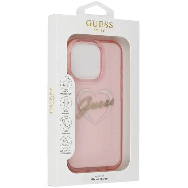 Guess - Hardcase IML Heart (GUHCP16XHCHGSPP) - iPhone 16 Pro Max - Pink