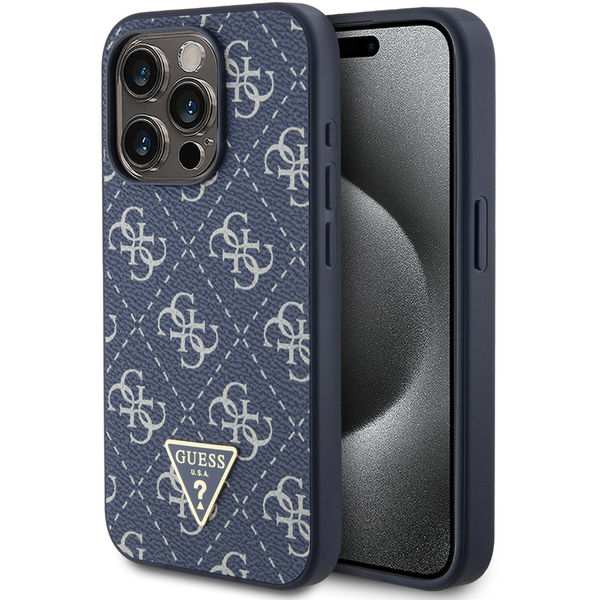 Guess - Hardcase 4G Triangle Metal Logo (GUHCP15LPG4GPB) - iPhone 15 Pro - Blue