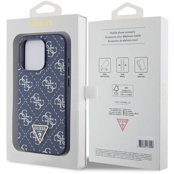 Guess - Hardcase 4G Triangle Metal Logo (GUHCP15LPG4GPB) - iPhone 15 Pro - Blue
