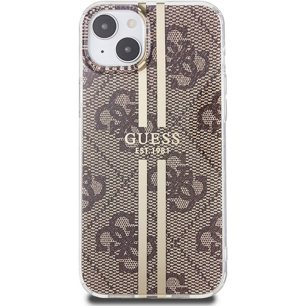 Guess - Hardcase IML 4G Gold Stripe (GUHCP15SH4PSEGW) - iPhone 15 - Brown