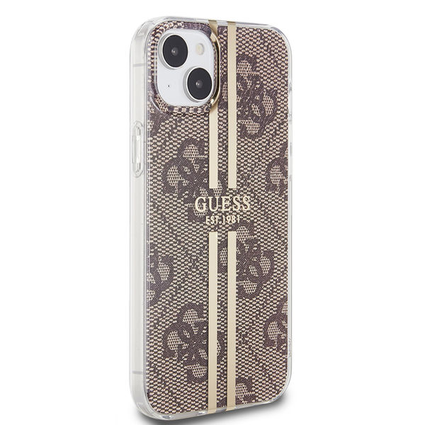 Guess - Hardcase IML 4G Gold Stripe (GUHCP15SH4PSEGW) - iPhone 15 - Brown