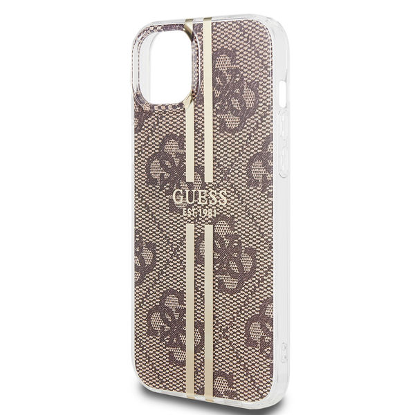 Guess - Hardcase IML 4G Gold Stripe (GUHCP15SH4PSEGW) - iPhone 15 - Brown