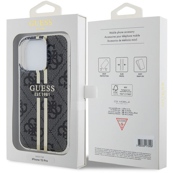 Guess - Hardcase IML 4G Gold Stripe (GUHCP15LH4PSEGK) - iPhone 15 Pro - Black