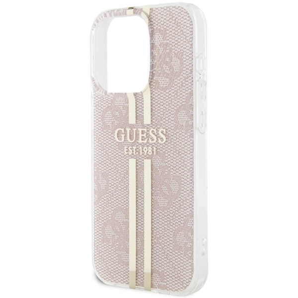 Guess - Hardcase IML 4G Gold Stripe (GUHCP15LH4PSEGP) - iPhone 15 Pro - Pink