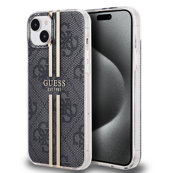 Guess - Hardcase IML 4G Gold Stripe (GUHCP15MH4PSEGK) - iPhone 15 Plus - Black