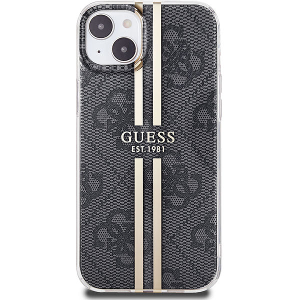Guess - Hardcase IML 4G Gold Stripe (GUHCP15MH4PSEGK) - iPhone 15 Plus - Black