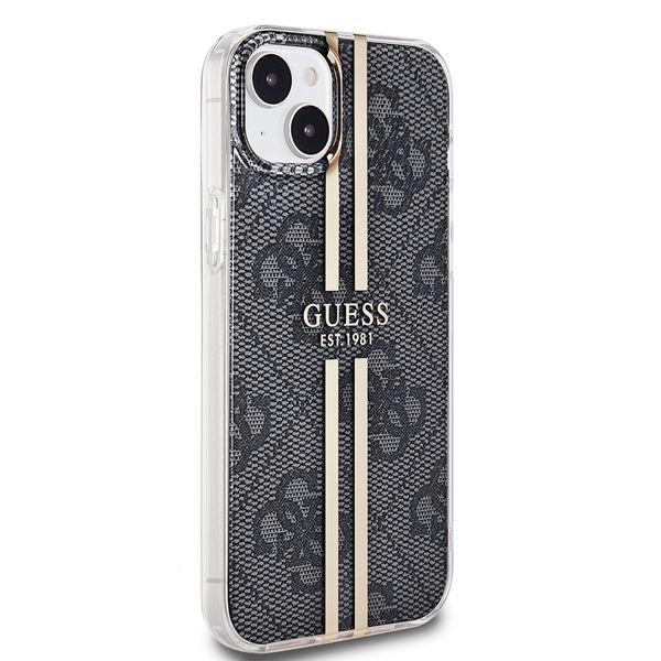 Guess - Hardcase IML 4G Gold Stripe (GUHCP15MH4PSEGK) - iPhone 15 Plus - Black