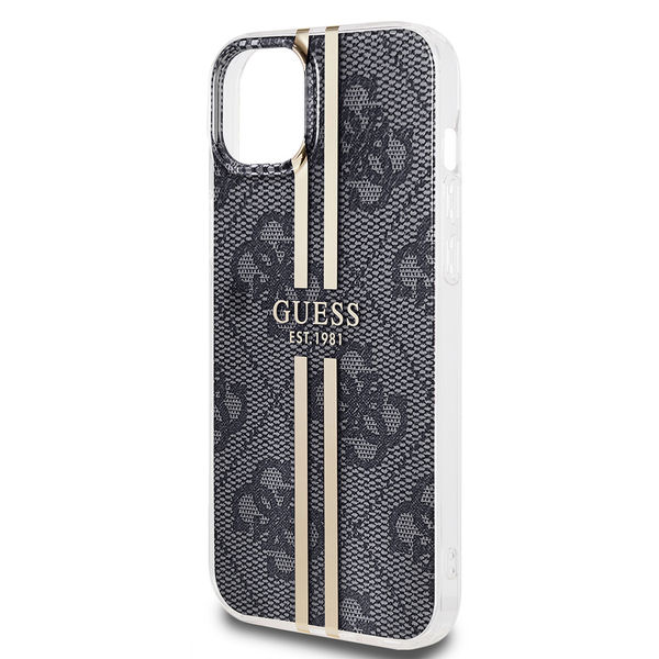 Guess - Hardcase IML 4G Gold Stripe (GUHCP15MH4PSEGK) - iPhone 15 Plus - Black
