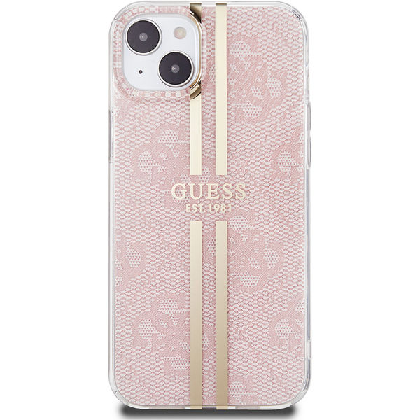 Guess - Hardcase IML 4G Gold Stripe (GUHCP15MH4PSEGP) - iPhone 15 Plus - Pink