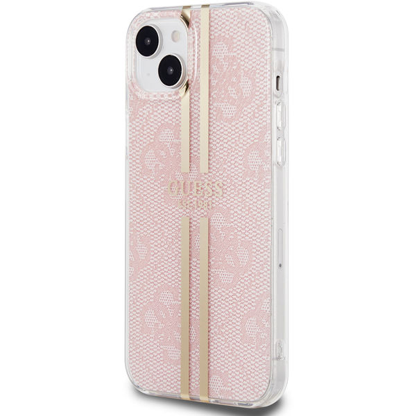 Guess - Hardcase IML 4G Gold Stripe (GUHCP15MH4PSEGP) - iPhone 15 Plus - Pink