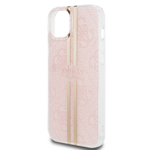 Guess - Hardcase IML 4G Gold Stripe (GUHCP15MH4PSEGP) - iPhone 15 Plus - Pink