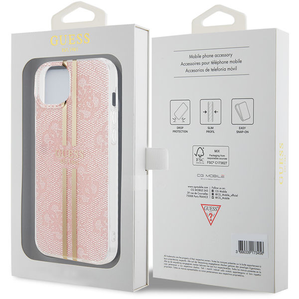 Guess - Hardcase IML 4G Gold Stripe (GUHCP15MH4PSEGP) - iPhone 15 Plus - Pink