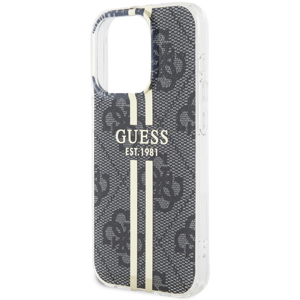 Guess - Hardcase IML 4G Gold Stripe - iPhone 15 Pro Max (GUHCP15XH4PSEGK) - Black
