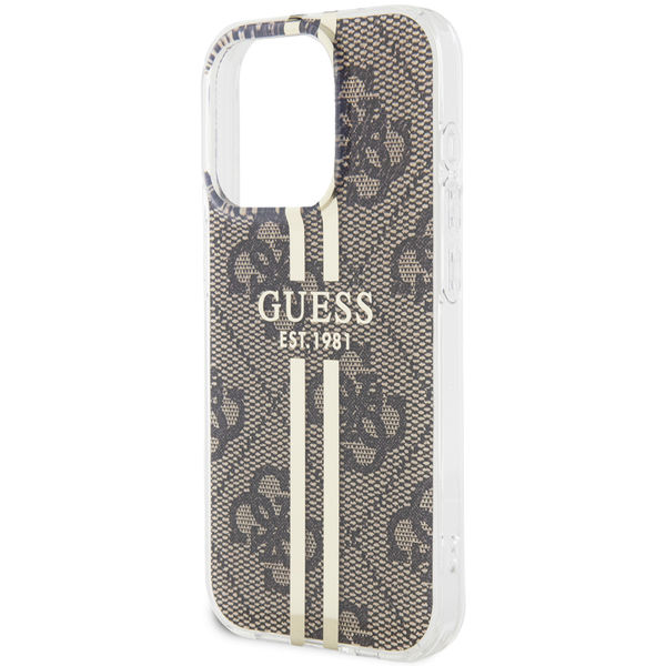 Guess - Hardcase IML 4G Gold Stripe - iPhone 15 Pro Max (GUHCP15XH4PSEGW) - Brown