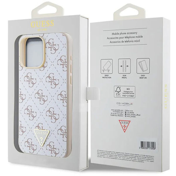 Guess - Hardcase 4G Triangle Metal Logo (GUHCP16XPG4GPH) - iPhone 16 Pro Max - White