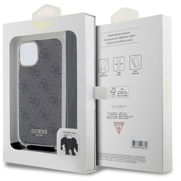 Guess - Crossbody Cord 4G Print (GUHCP15SHC4SEK) - iPhone 15 - Black