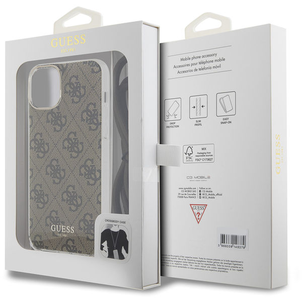 Guess - Crossbody Cord 4G Print (GUHCP15SHC4SEW) - iPhone 15 - Brown