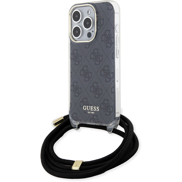 Guess - Crossbody Cord 4G Print (GUHCP15LHC4SEK) - iPhone 15 Pro - Black