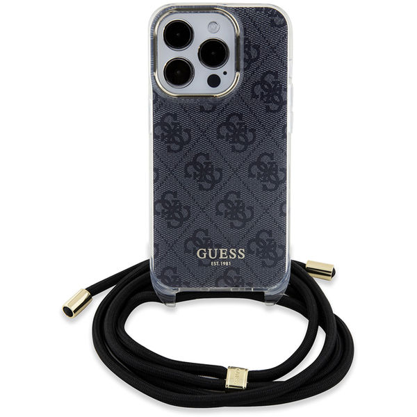 Guess - Crossbody Cord 4G Print (GUHCP15LHC4SEK) - iPhone 15 Pro - Black