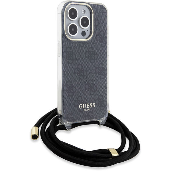 Guess - Crossbody Cord 4G Print (GUHCP15LHC4SEK) - iPhone 15 Pro - Black