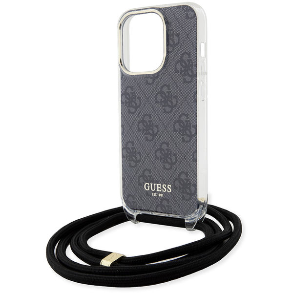 Guess - Crossbody Cord 4G Print (GUHCP15LHC4SEK) - iPhone 15 Pro - Black