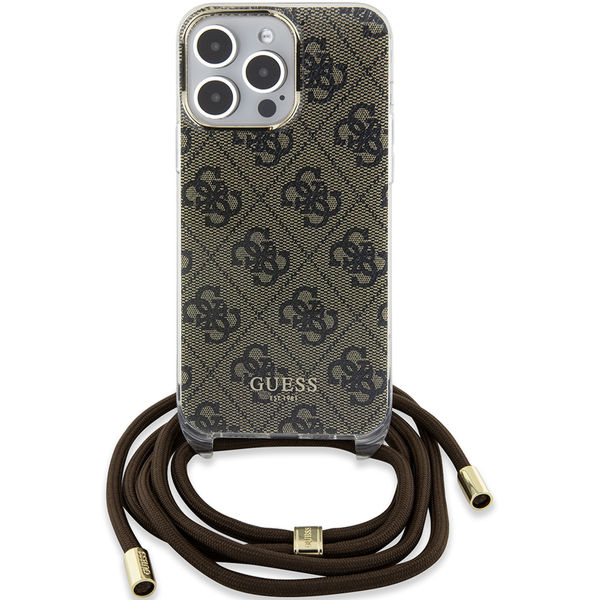 Guess - Crossbody Cord 4G Print (GUHCP15LHC4SEW) - iPhone 15 Pro - Brown