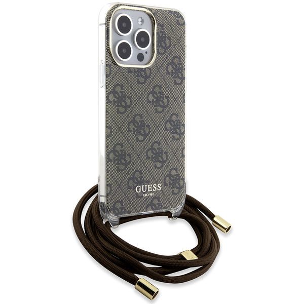 Guess - Crossbody Cord 4G Print (GUHCP15LHC4SEW) - iPhone 15 Pro - Brown