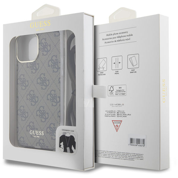 Guess - Crossbody Cord 4G Print (GUHCP15LHC4SEW) - iPhone 15 Pro - Brown