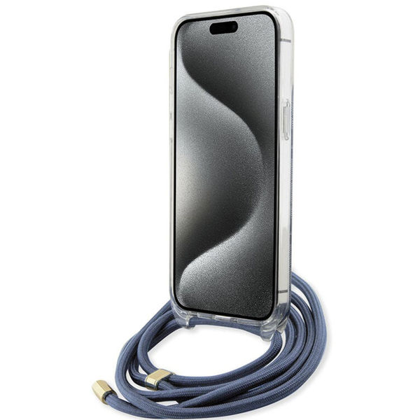 Guess - Crossbody Cord 4G Print (GUHCP15LHC4SEB) - iPhone 15 Pro - Blue