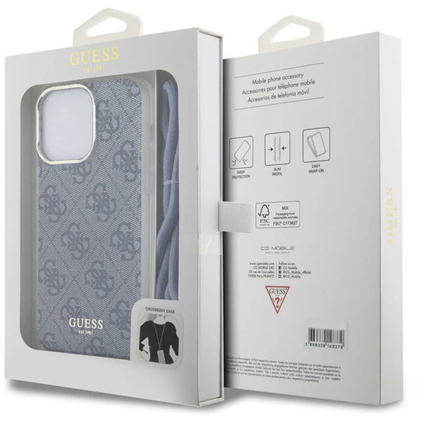 Guess - Crossbody Cord 4G Print (GUHCP15LHC4SEB) - iPhone 15 Pro - Blue