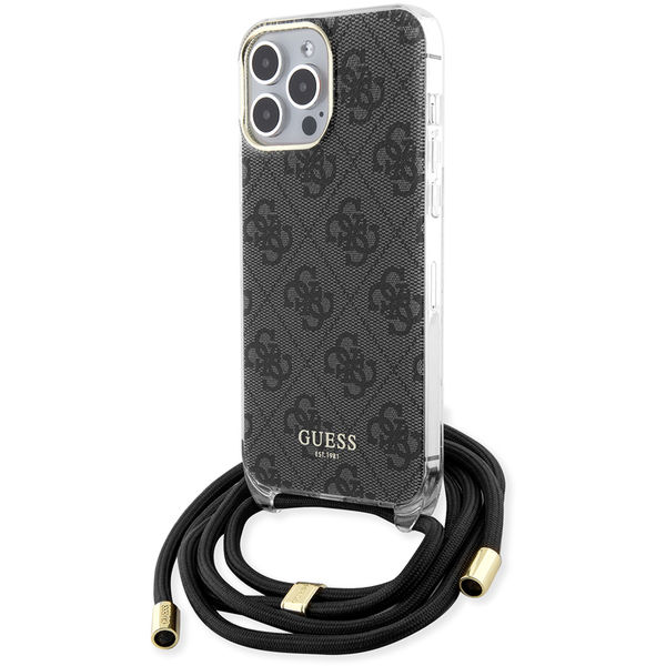 Guess - Crossbody Cord 4G Print (GUHCP15XHC4SEK) - iPhone 15 Pro Max - Black