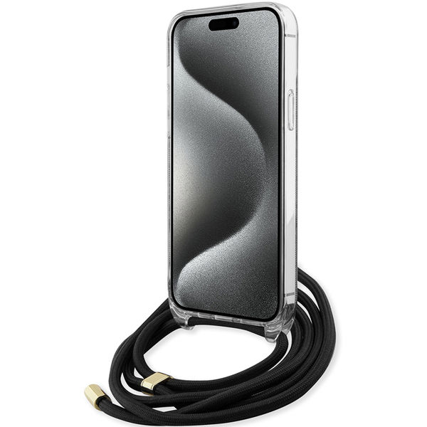 Guess - Crossbody Cord 4G Print (GUHCP15XHC4SEK) - iPhone 15 Pro Max - Black